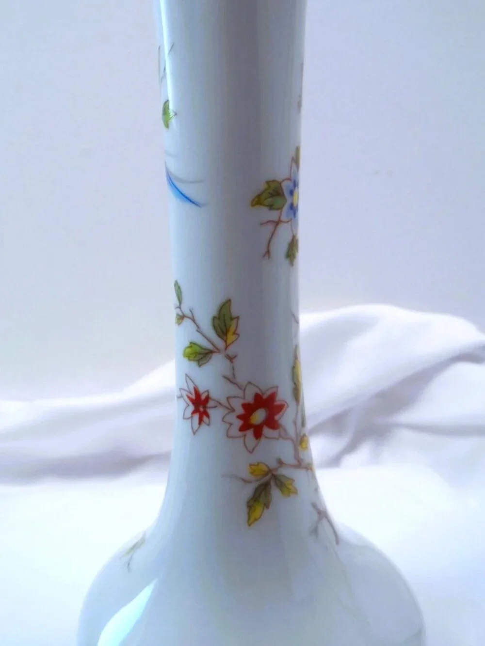 Vintage Bud Vase Rochard Limoges France Porcelain Floral + Peacock 7.75